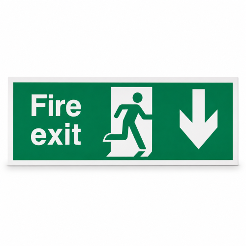 Fire Exit Down Arrow Sign