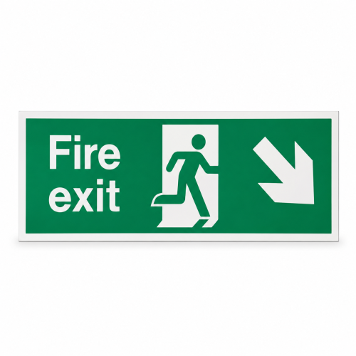 Fire Exit Down Right Arrow Sign