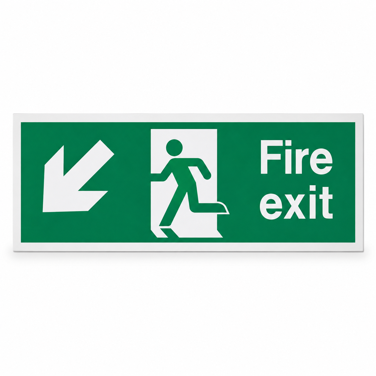 Fire Exit Down Left Arrow Sign