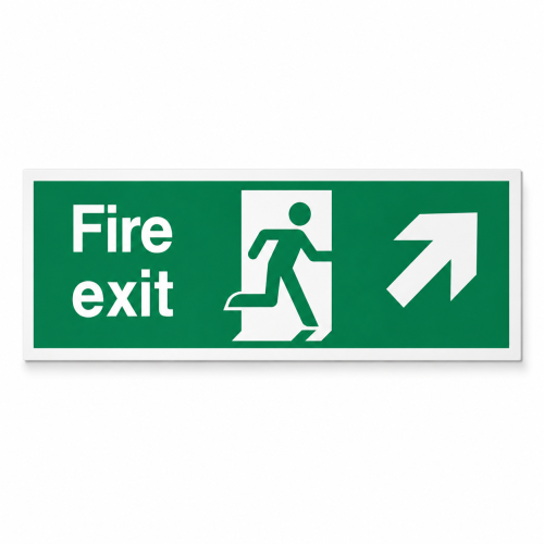 Fire Exit Up Right Arrow Sign